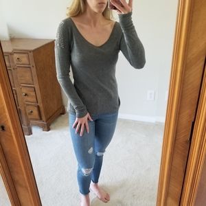 Studded scoop neck sweater